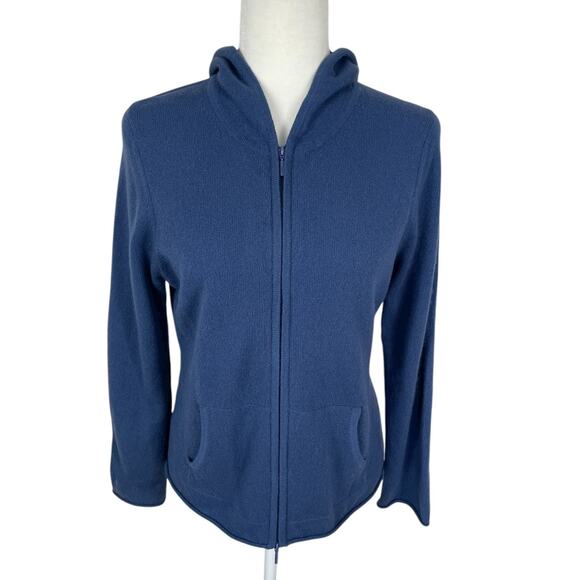 Lord & Taylor 100% Two-Ply Cashmere Full Zip Hoodie Women's Size LP Quiet Luxury - Picture 1 of 12